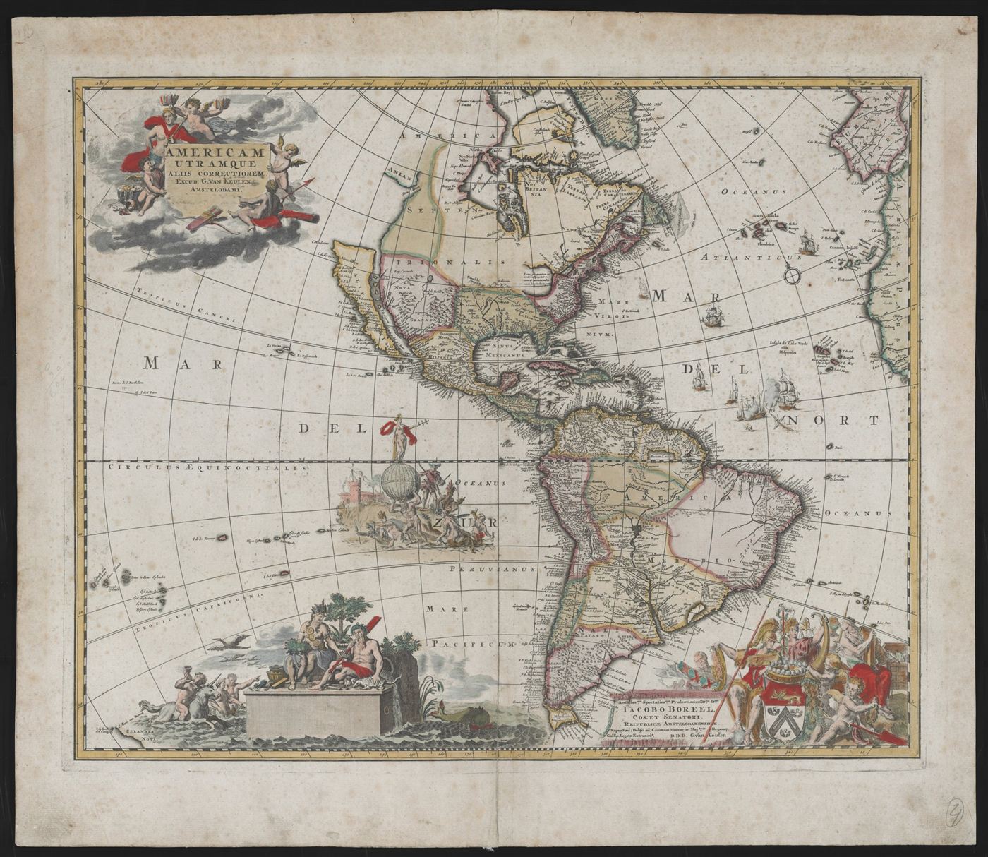 Hand-colored antique map by Gerard van Keulen, Amsterdam, showing California drawn as an island